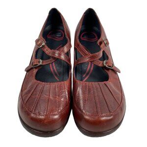 Dansko Womens Portia Leather Mary Jane Shoes Size 39 Burgundy Dark Academia